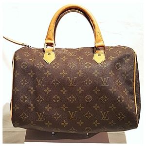 Louis Vuitton Brown Monogram Speedy 30 Leather Trim
